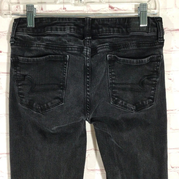 American Eagle Outfitters Skinny Super Stretch Black Denim Jeans - Size 2 Long - Picture 5 of 9